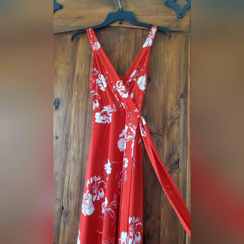 Red Floral Wrap Dress - Women's Summer Dress